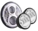 Motorcycle Headlights - 7" 80w LED Headlight, 4.5" Aux Package & Mounting Bracket